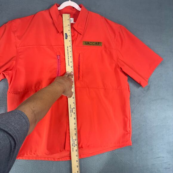 Vaccari Mens Size Large Short Sleeve Orange Fishing Shirt Vented Outdoors - Picture 7 of 8